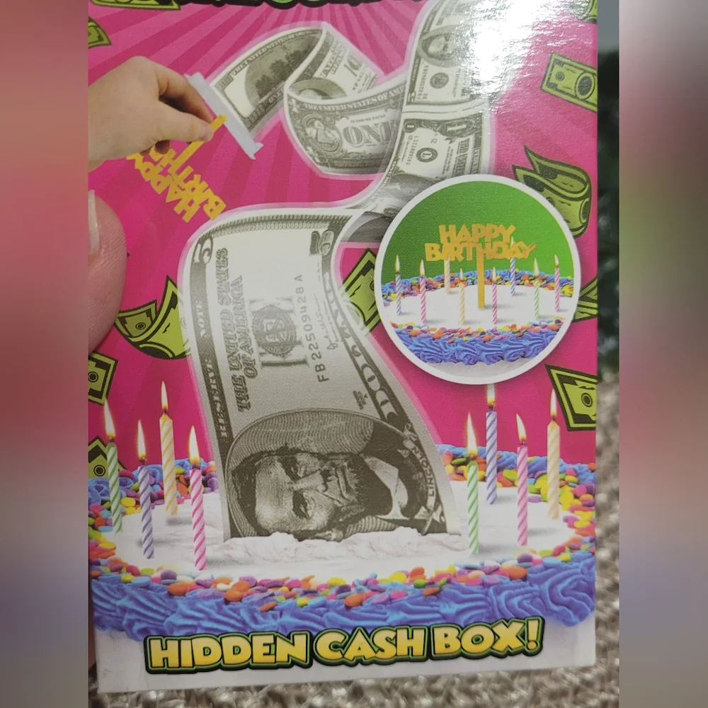 Best Party Cash Stash Cake Surprise, Happy Birthday Topper, 2 inch Money Holder